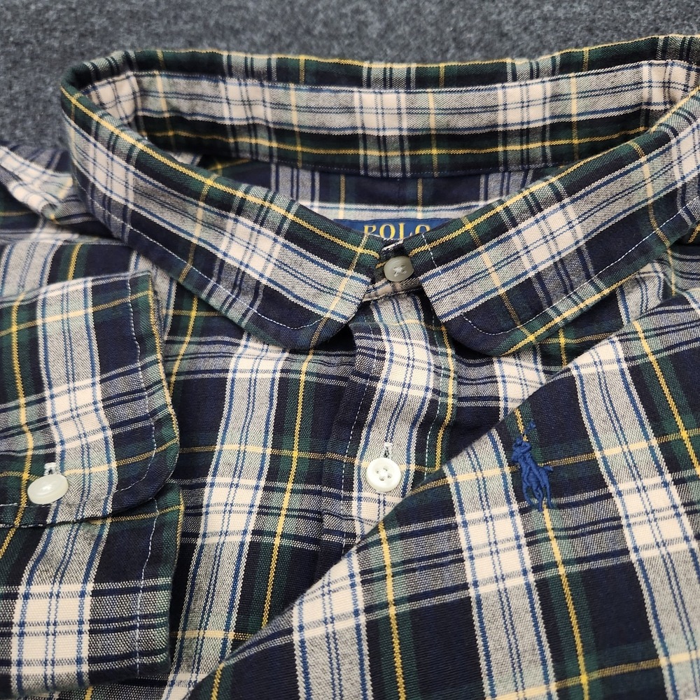 Polo Ralph Lauren Mens 4XB Green Blue Yellow Plaid Button Up Shirt Cozy
